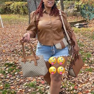 Faux Leather Marc NYC button down size Medium but runs big.